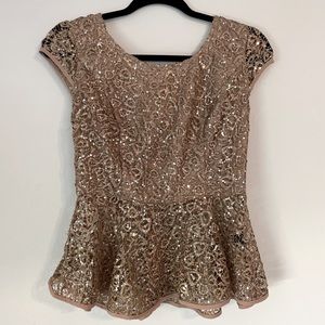 Arc & co lace and sequined peplum top with sleeves